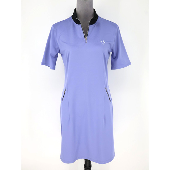 Roaming Dhabi Golf Dress Womens Medium Lavender Stretch Knit Quarter Zip Pockets - Picture 1 of 16